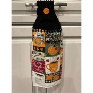 Crochet Top Kitchen Towel- Morning Pumpkin